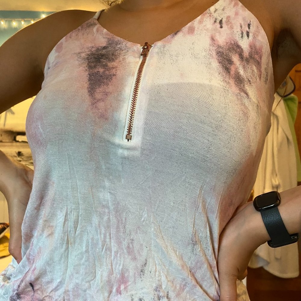 urban outfitters white pink zipper tank